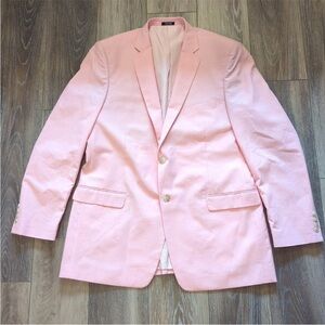Saddlebred Pink Blazer Suit Jacket Mens SZ 44L Formal Festive 100% Cotton Easter